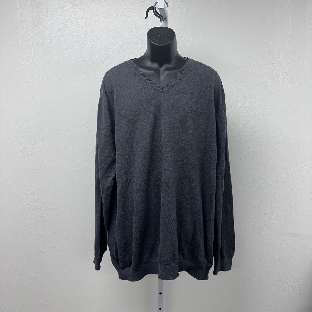 Foundry  100% Cotton V Neck Grey Sweater Long Sleeve Size‎ 3XLT
